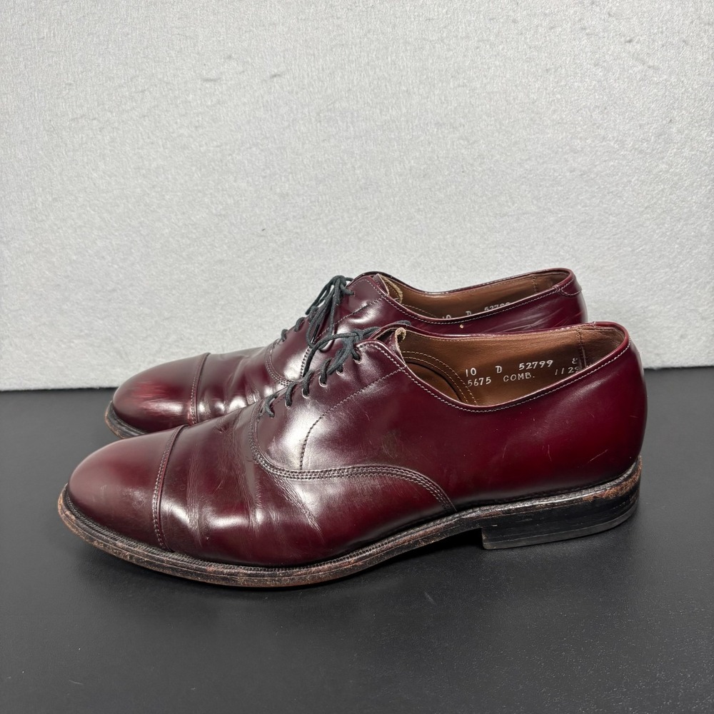 Allen Edmonds Park Avenue Cap Toe Oxford Men Size 10 D Burgundy Leather Dress